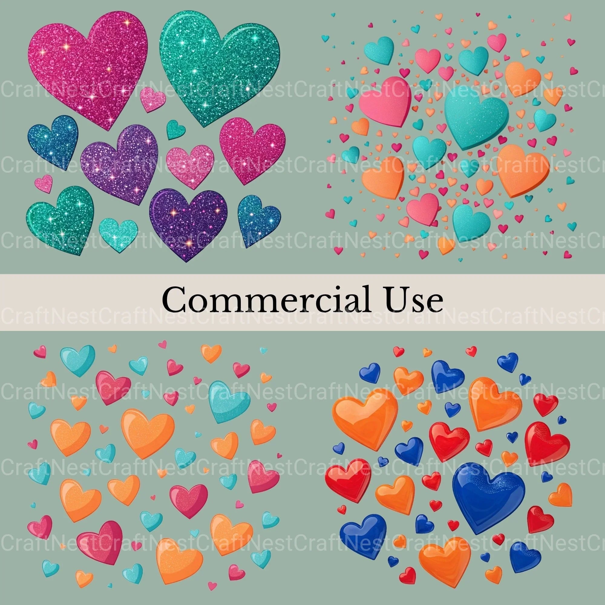 Heart Confetti Clipart Bundle - CraftNest - Digital Crafting and Art