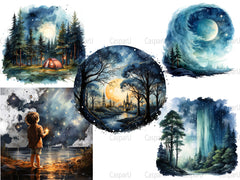 Starry Fall Nights Clipart - CraftNest