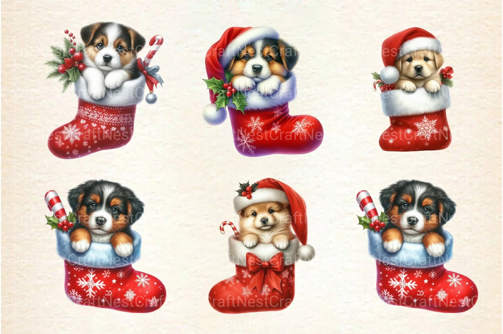 Dog Christmas Stocking Clipart Bundle - CraftNest - Digital Crafting and Art