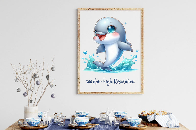 Cute Dolphin Clipart Bundle - CraftNest - Digital Crafting and Art