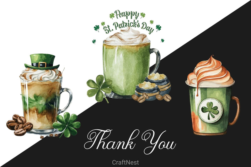 St Patrick Coffee Design Clipart Bundle - CraftNest - Digital Crafting and Art