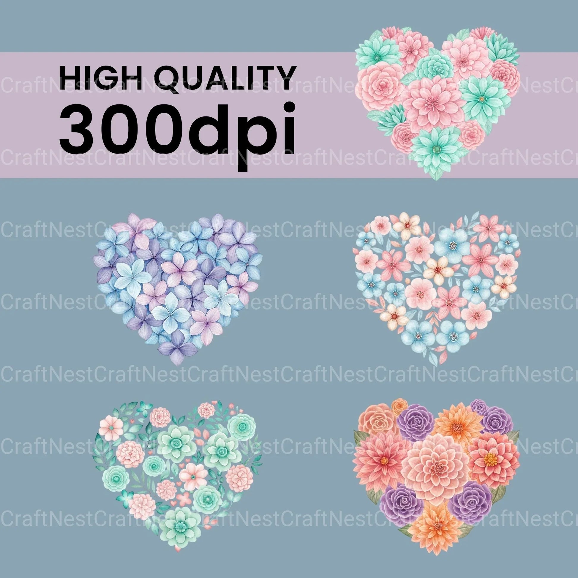 Flower Heart Clipart Bundle - CraftNest - Digital Crafting and Art