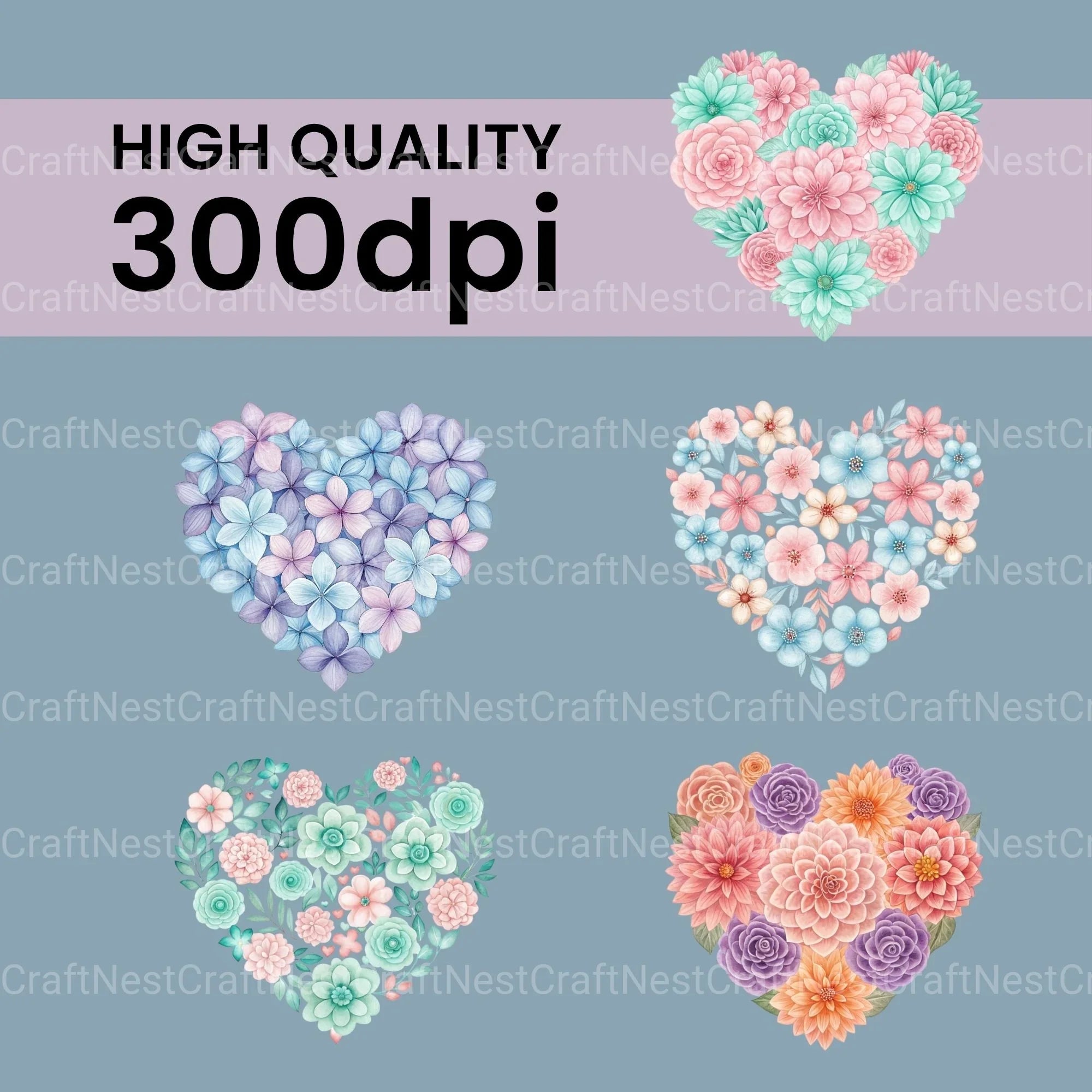 Flower Heart Clipart Bundle - CraftNest - Digital Crafting and Art