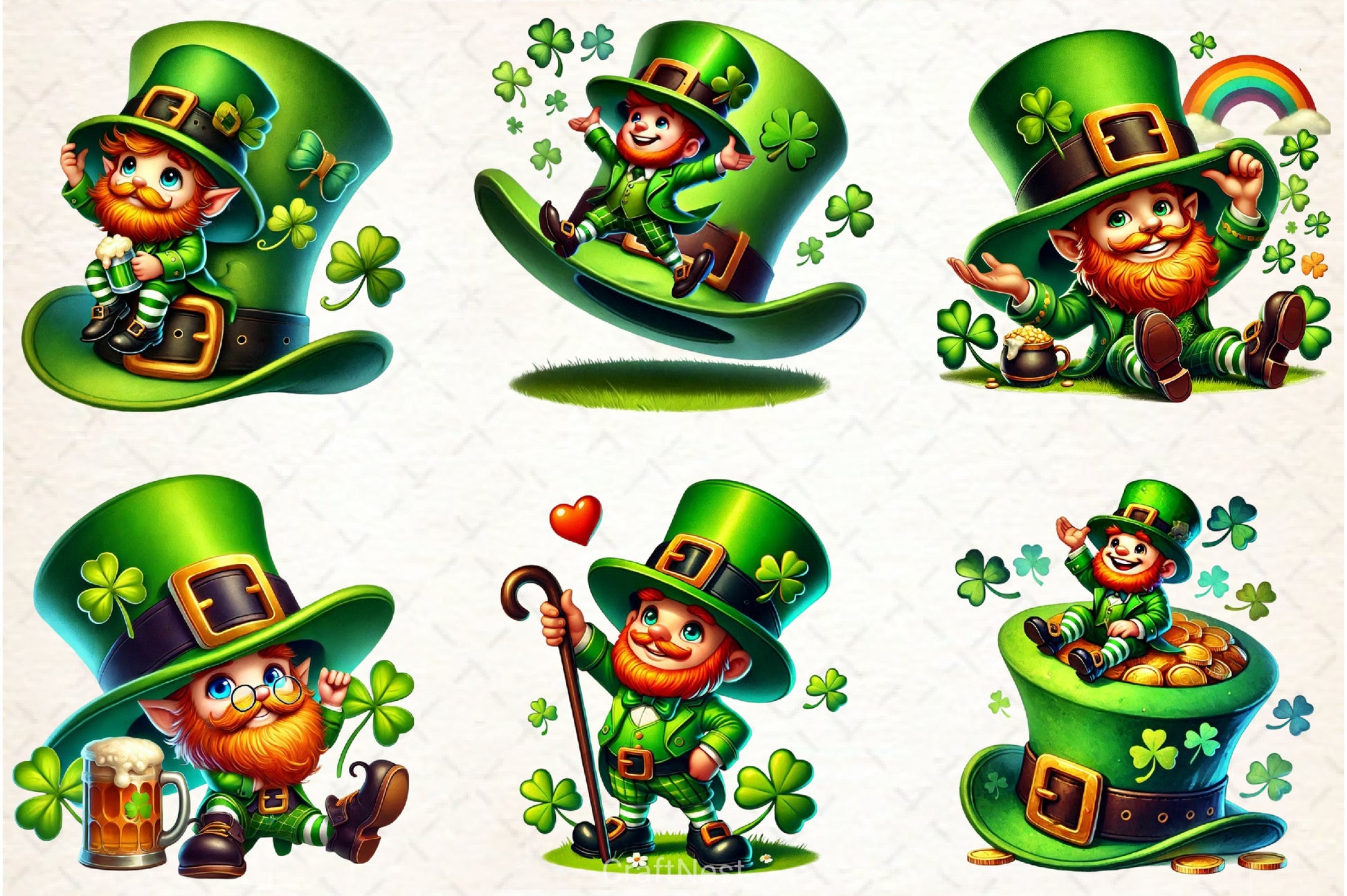 St Patrick's Leprechauns Clipart Bundle - CraftNest - Digital Crafting and Art