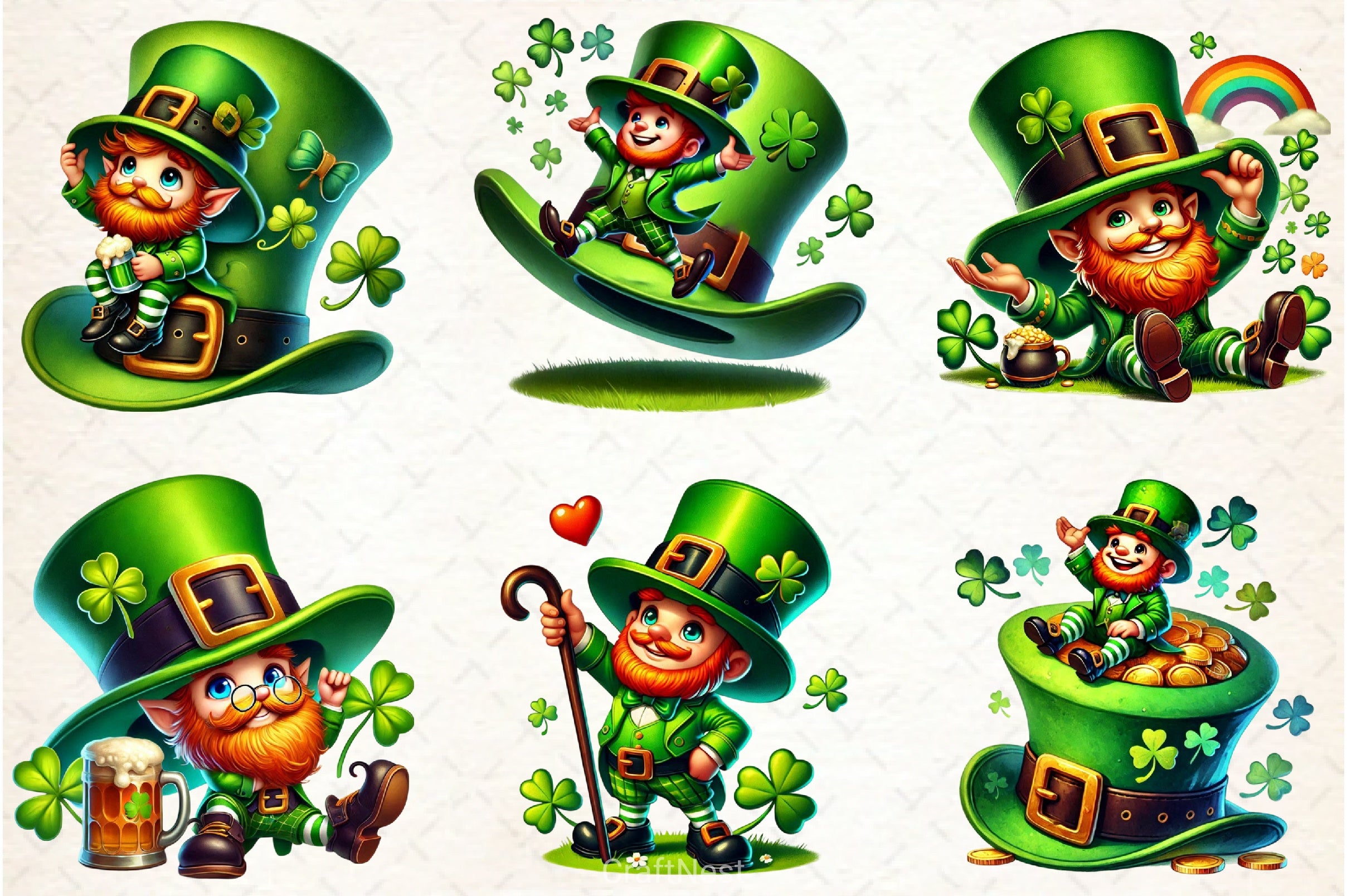 St Patrick's Leprechauns Clipart Bundle - CraftNest - Digital Crafting and Art