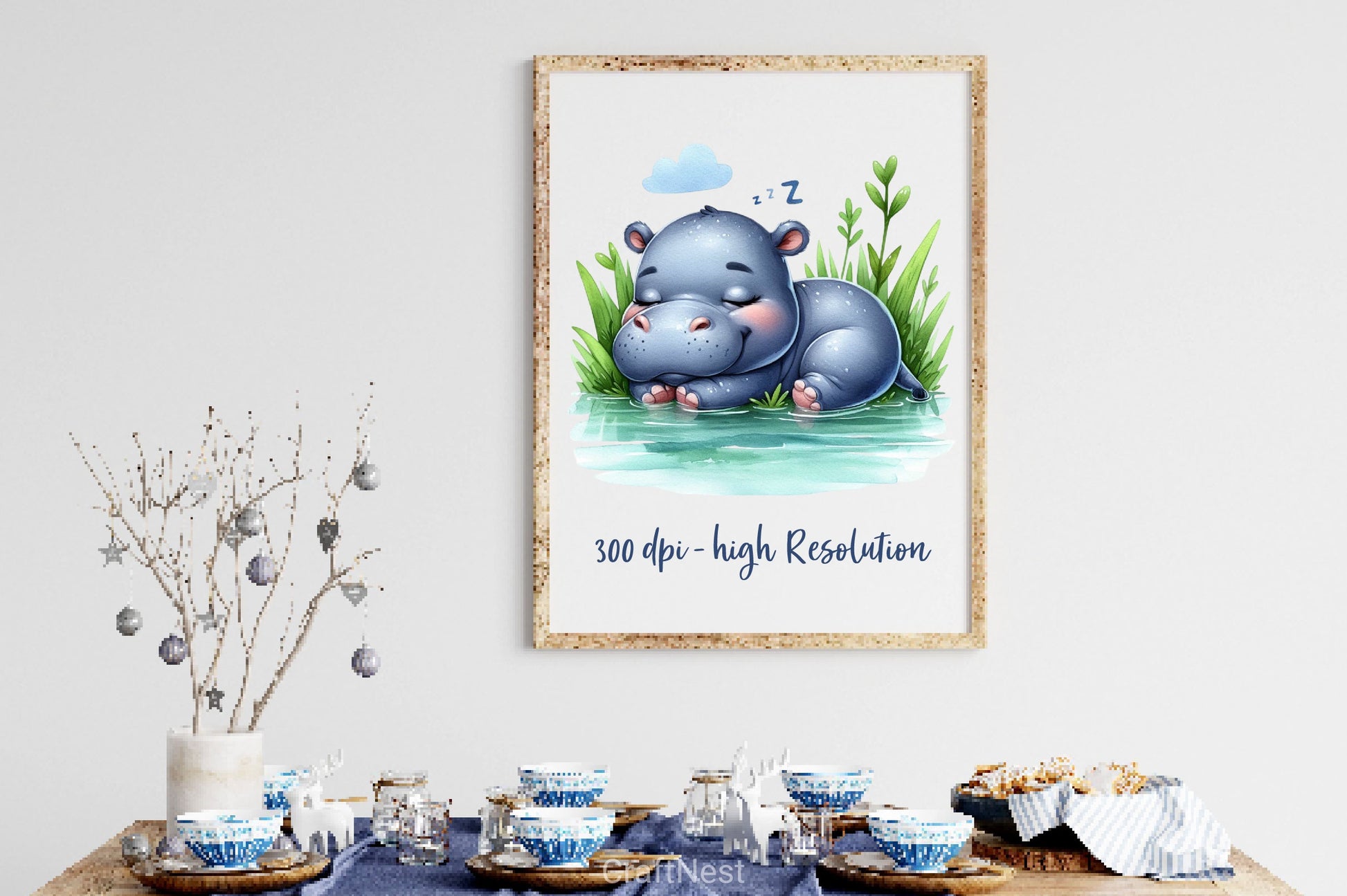 Sleeping Baby Hippo Clipart Bundle 2 - CraftNest - Digital Crafting and Art