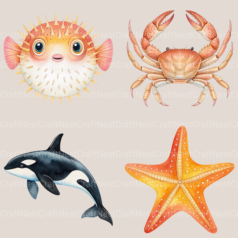 Undersea Creatures Clipart Bundle - CraftNest - Digital Crafting and Art