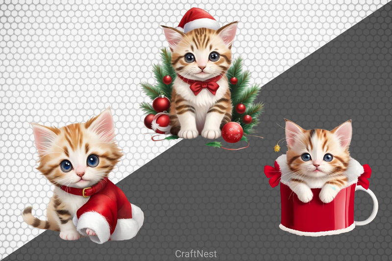 Cute Christmas Kitten Clipart Bundle - CraftNest - Digital Crafting and Art