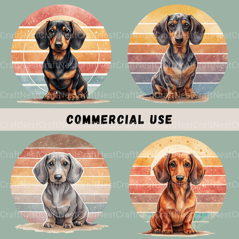 Dachshunds Vintage Sunset Clipart Bundle - CraftNest - Digital Crafting and Art
