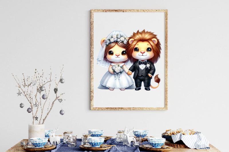 Animals Bride Groom Clipart Bundle - CraftNest - Digital Crafting and Art