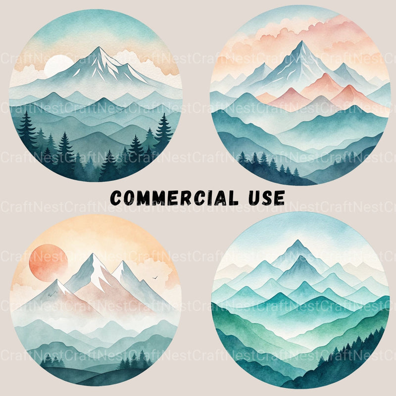 Mountain Landscape Minimalist Clipart Bundle - CraftNest - Digital Crafting and Art