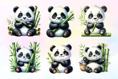 Panda With Bamboo Clipart Bundle - CraftNest - Digital Crafting and Art