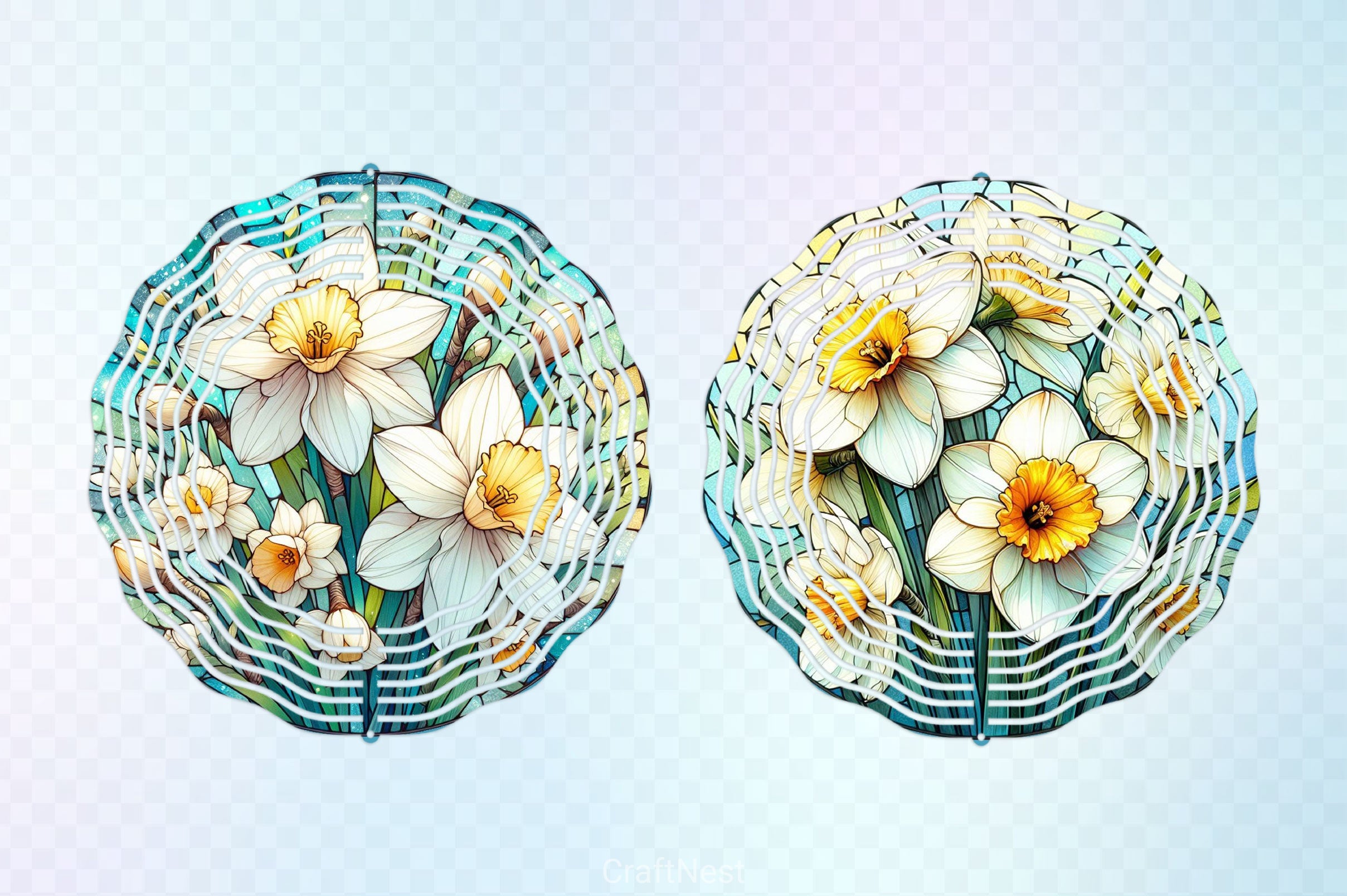 Daffodil Stained Glass Flower Clipart Bundle - CraftNest - Digital Crafting and Art