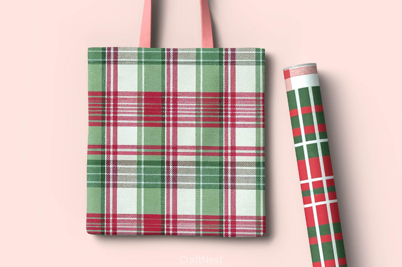 Christmas Plaid Linen Digital Paper - CraftNest - Digital Crafting and Art