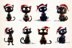 Funny Christmas Black Cat Clipart Bundle 7 - CraftNest - Digital Crafting and Art
