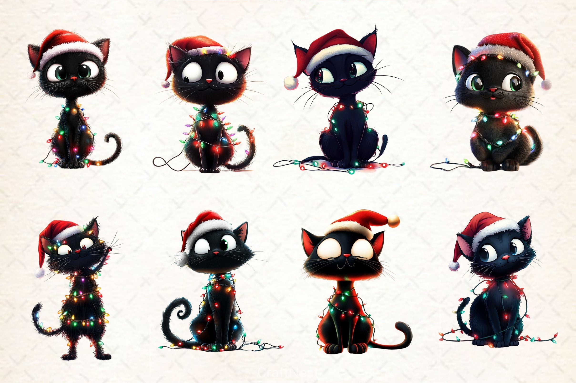 Funny Christmas Black Cat Clipart Bundle 7 - CraftNest - Digital Crafting and Art