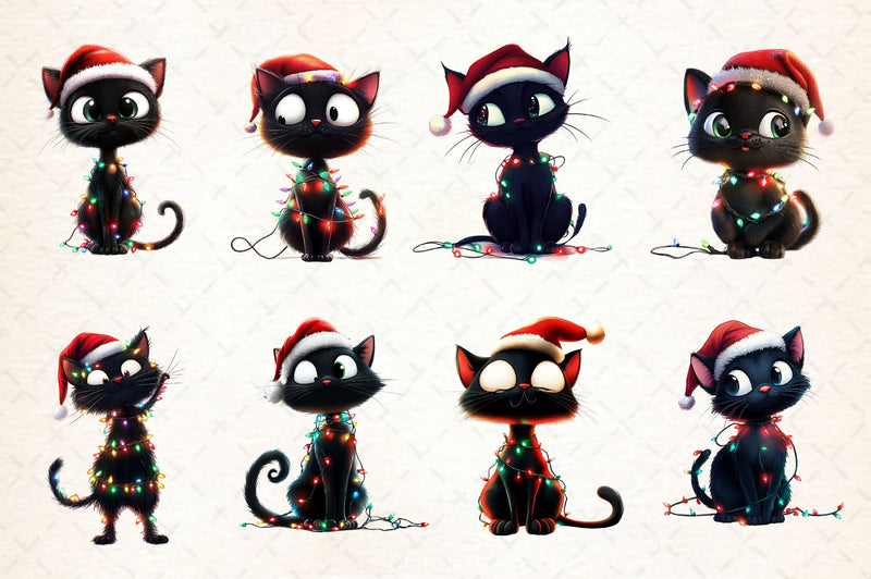 Funny Christmas Black Cat Clipart Bundle 7 - CraftNest - Digital Crafting and Art