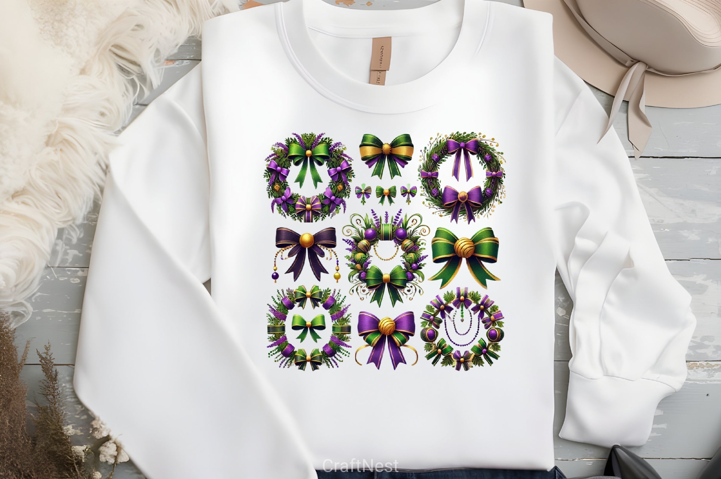 Wreath Bow Mardi Gras Clipart Bundle - CraftNest - Digital Crafting and Art