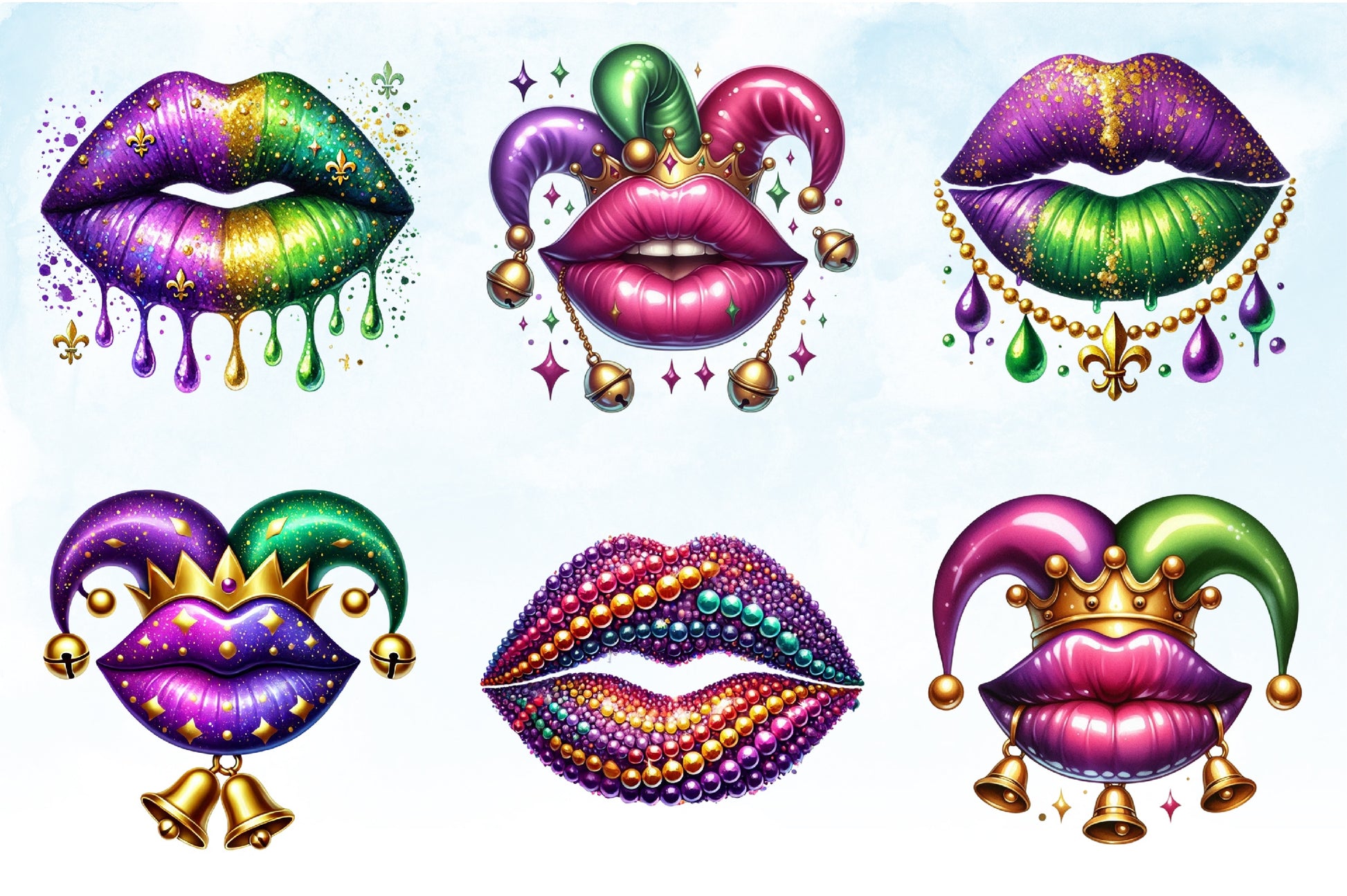 Mardi Gras Lips Clipart Bundle 5 - CraftNest - Digital Crafting and Art