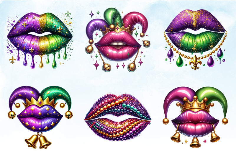 Mardi Gras Lips Clipart Bundle 5 - CraftNest - Digital Crafting and Art