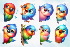 Funny Bird Peeking Around Corner Clipart Bundle - CraftNest - Digital Crafting and Art