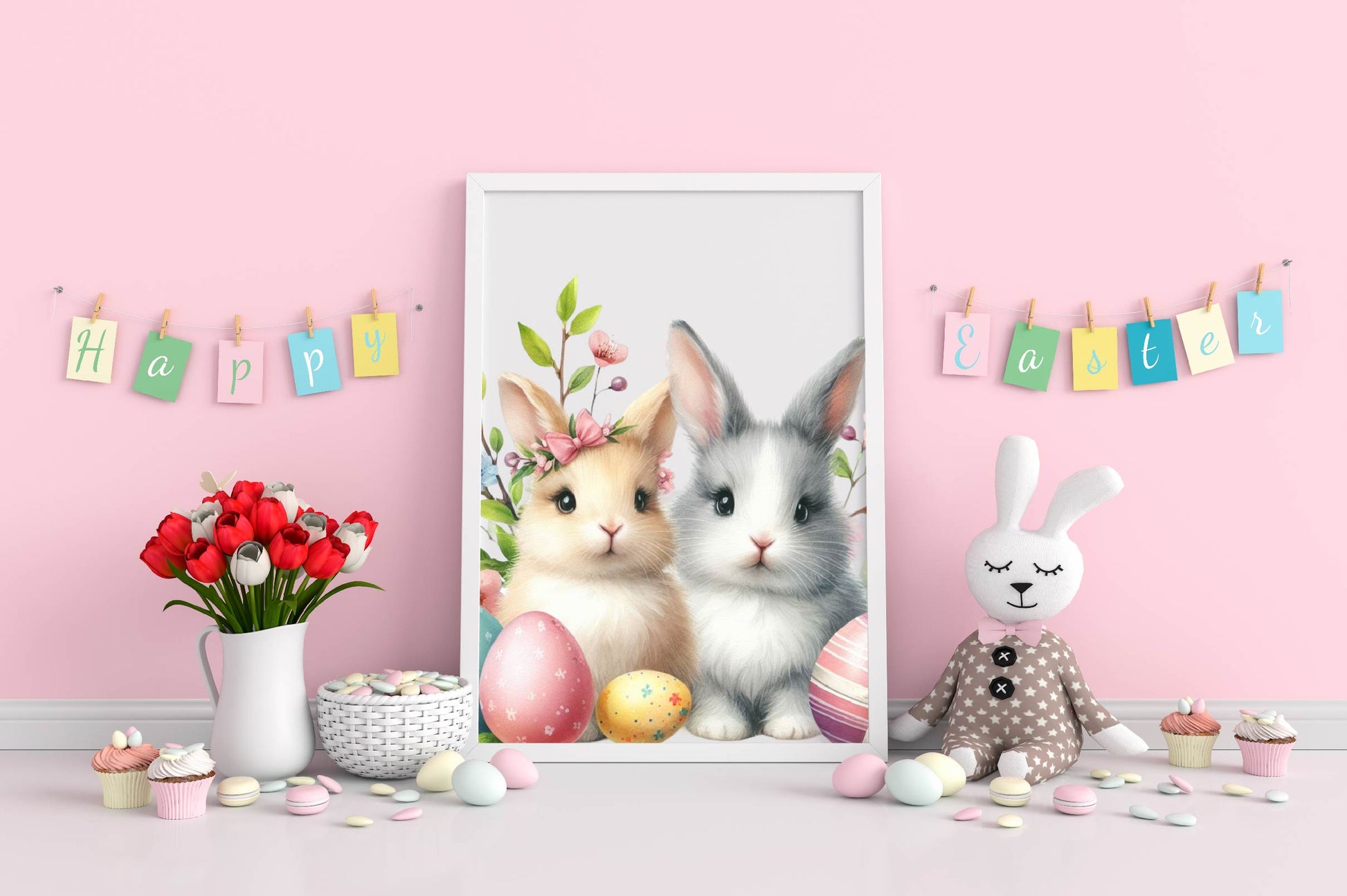 Easter Bunny And Flower Clipart Bundle - CraftNest - Digital Crafting and Art