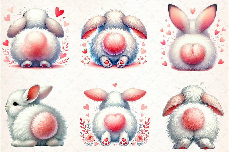 Valentine Bunny Butt Clipart Bundle - CraftNest - Digital Crafting and Art