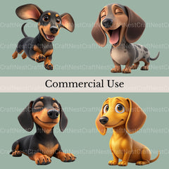 Dachshunds Cartoon Clipart Bundle - CraftNest - Digital Crafting and Art