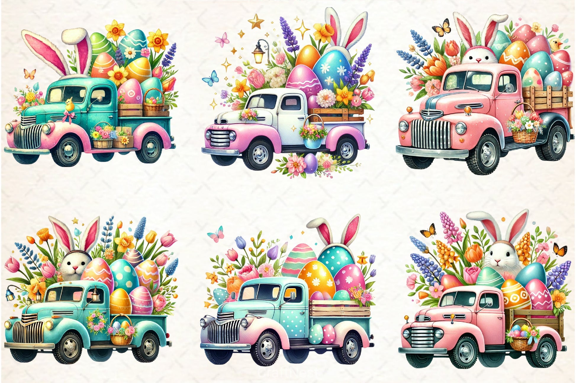 Easter Bunny Truck Clipart Bundle 6 - CraftNest - Digital Crafting and Art