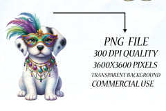 Cute Dog Mardi Gras Clipart Bundle - CraftNest - Digital Crafting and Art