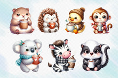 Animals With Coffee Clipart Bundle - CraftNest - Digital Crafting and Art