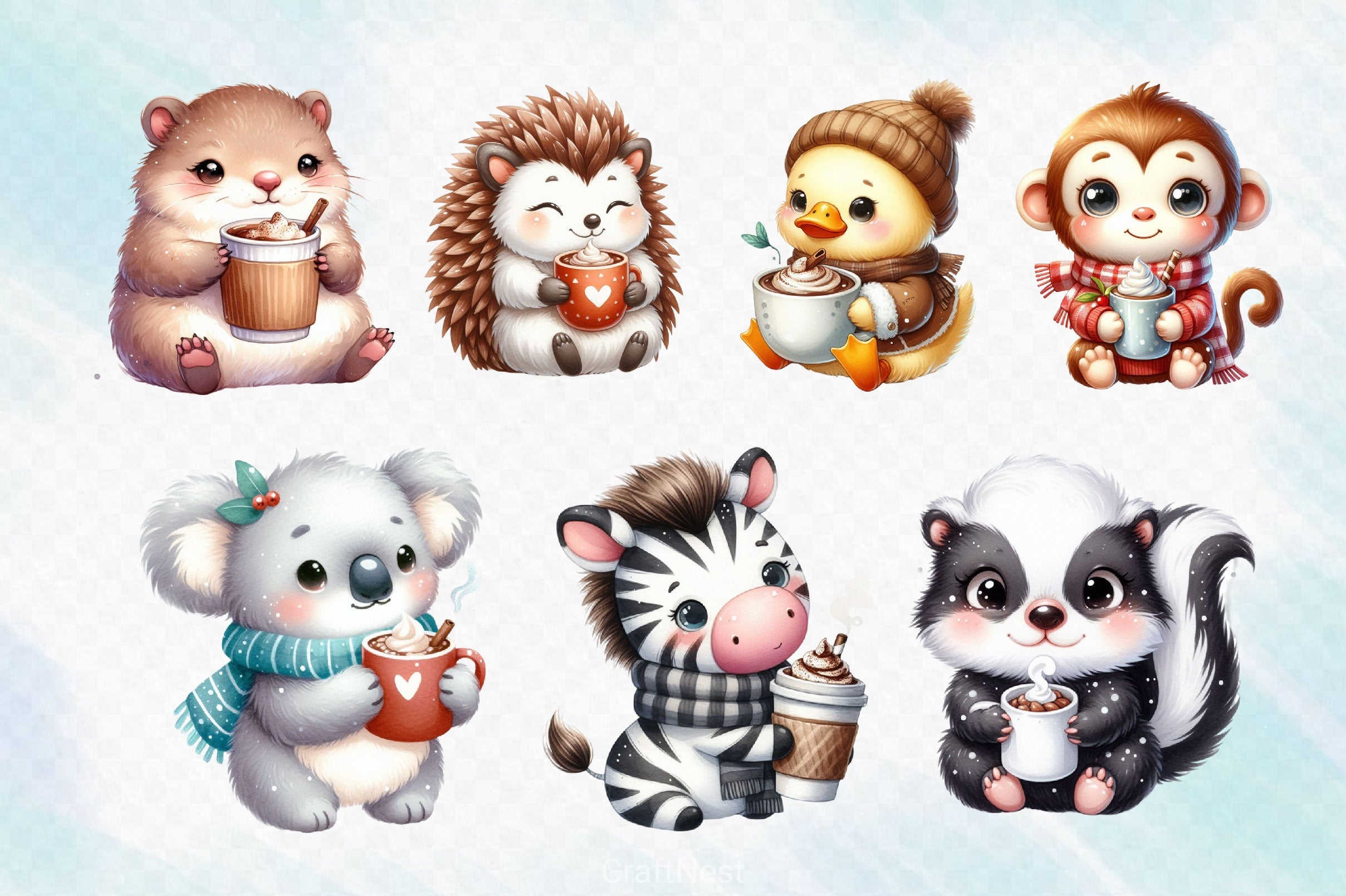 Animals With Coffee Clipart Bundle - CraftNest - Digital Crafting and Art