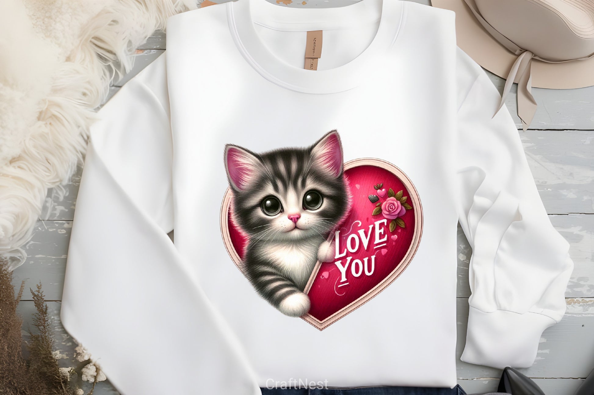 Love You Cat Valentine's Day Clipart Bundle 4 - CraftNest - Digital Crafting and Art