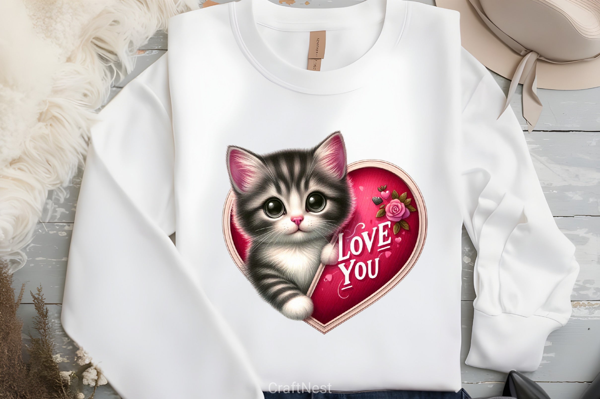 Love You Cat Valentine's Day Clipart Bundle 4 - CraftNest - Digital Crafting and Art