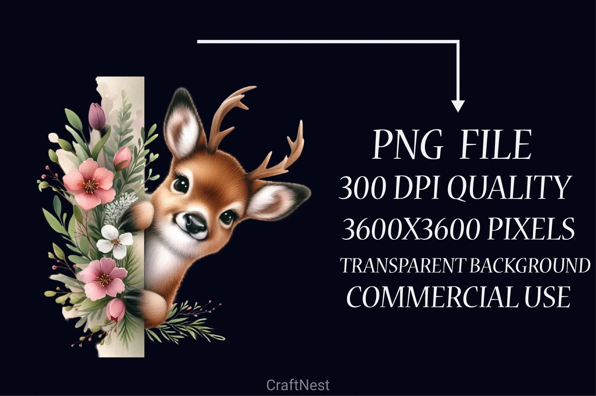 Easter Deer Peeking Clipart Bundle - CraftNest - Digital Crafting and Art