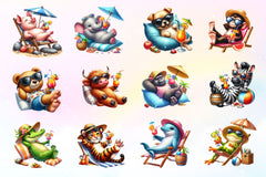 Summer Cocktail And Animals Clipart Bundle - CraftNest - Digital Crafting and Art