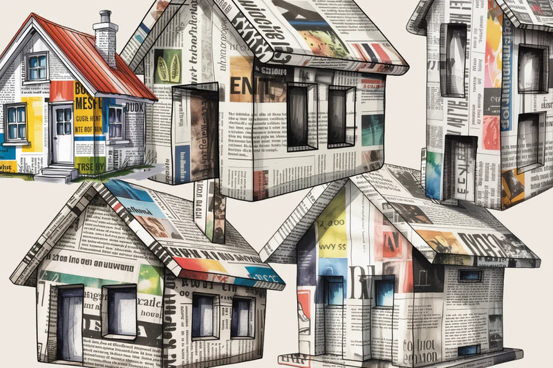 Newspaper Houses Clipart - CraftNest - Digital Crafting and Art