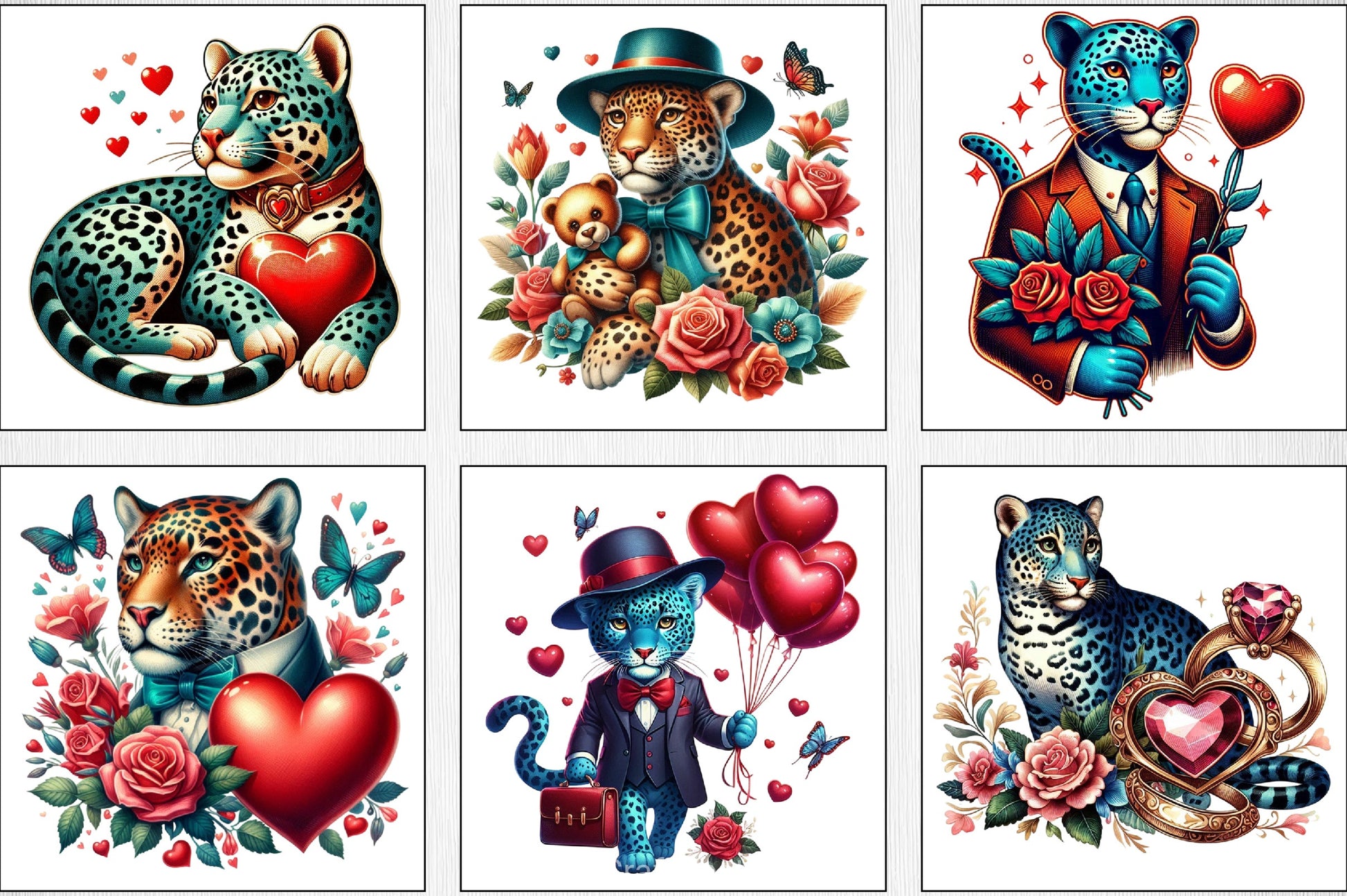 Valentine's Day Jaguar Clipart Bundle - CraftNest - Digital Crafting and Art
