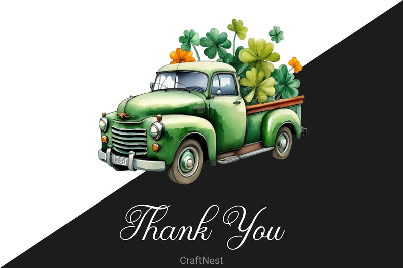 Vintage Green Truck St Patrick's Day Clipart Bundle 2 - CraftNest - Digital Crafting and Art