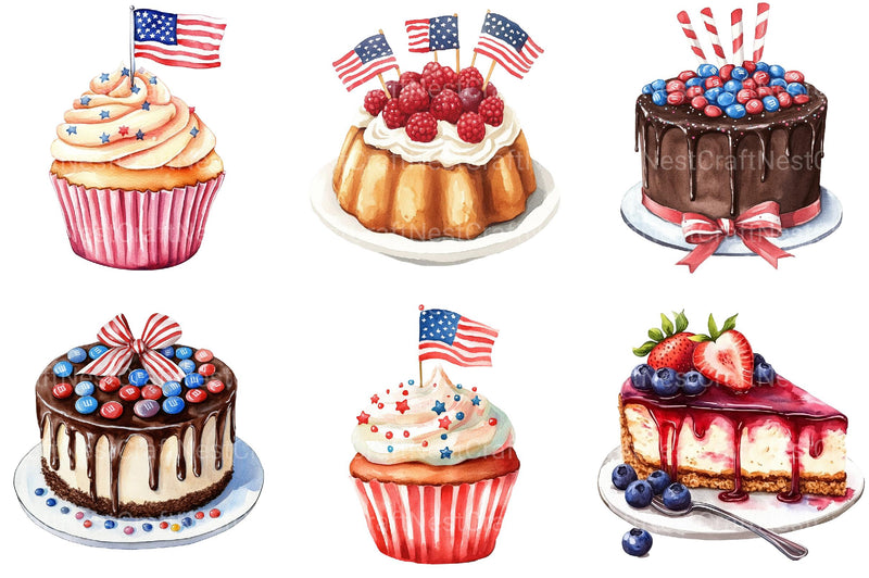4th of July Cake Clipart - CraftNest - Digital Crafting and Art