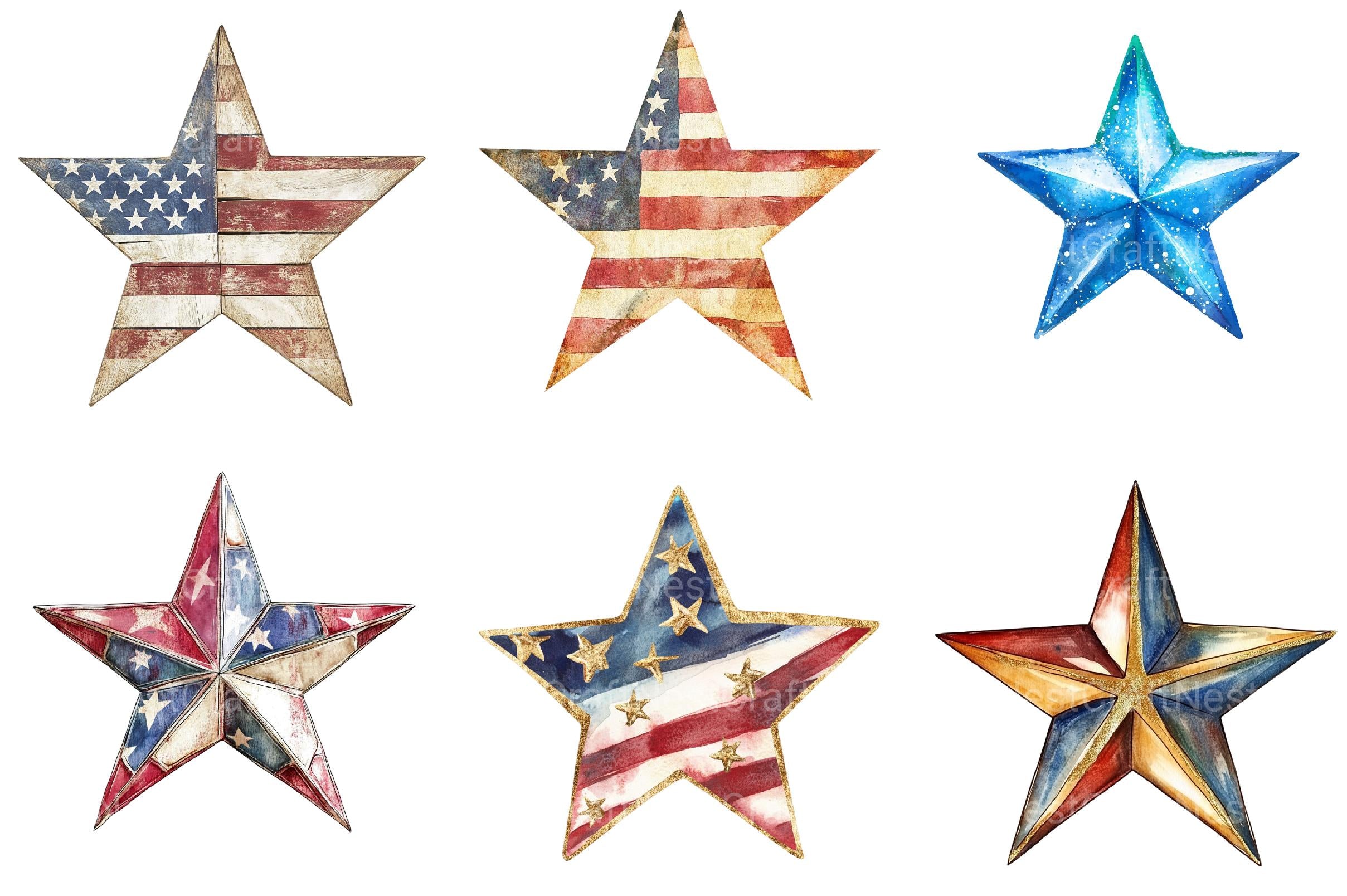4th of July Stars Clipart - CraftNest - Digital Crafting and Art