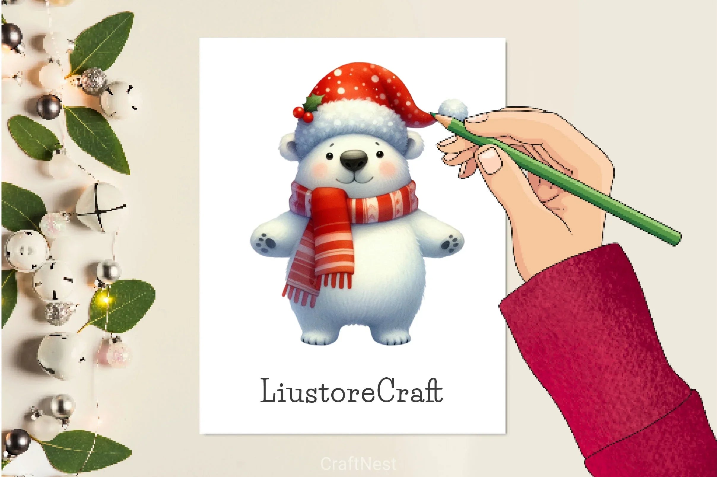 Christmas Polar Bear Clipart Bundle 6 - CraftNest - Digital Crafting and Art
