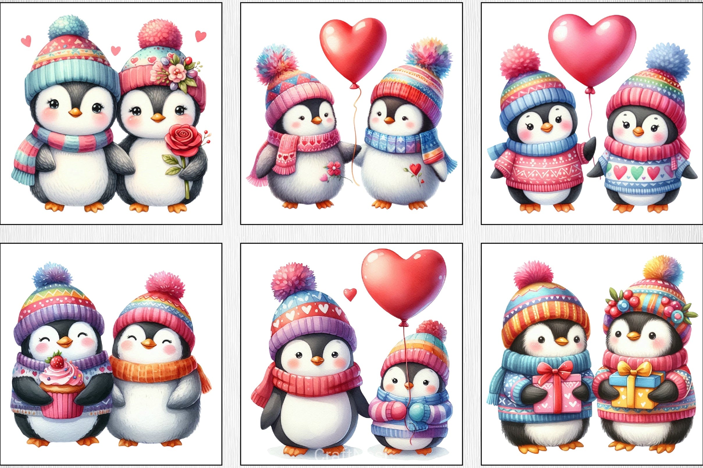 Valentine Penguins Clipart Bundle - CraftNest - Digital Crafting and Art