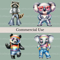 Disco Animals Clipart Bundle - CraftNest - Digital Crafting and Art