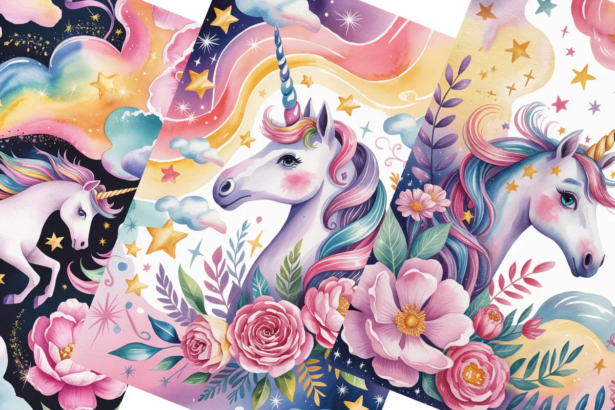 Dreamscape Unicorns Junk Journal Papers - CraftNest - Digital Crafting and Art