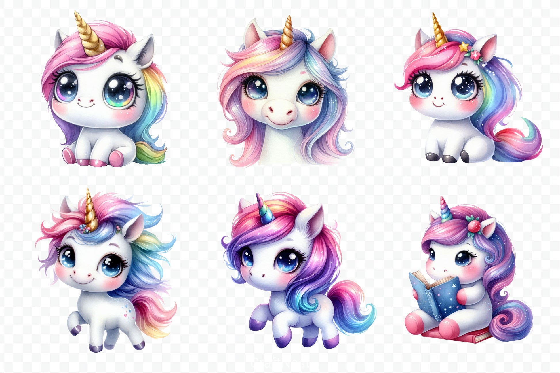 Cute Unicorn Clipart Bundle 14 - CraftNest - Digital Crafting and Art