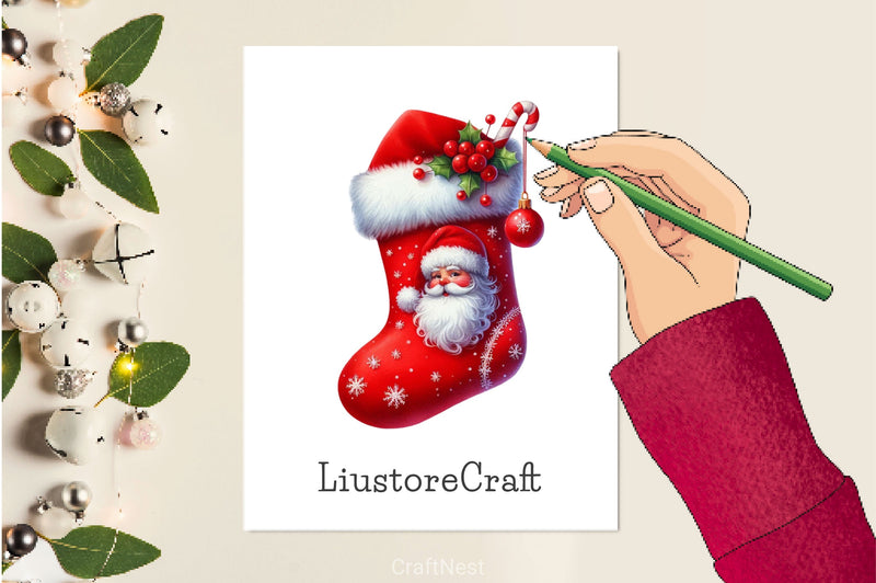 Christmas Stocking Clipart Bundle 4 - CraftNest - Digital Crafting and Art