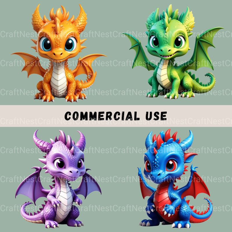 Dragons 3D Clipart Bundle - CraftNest - Digital Crafting and Art