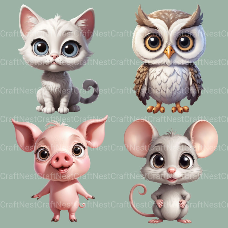Big Eyed Animals Clipart Bundle - CraftNest - Digital Crafting and Art