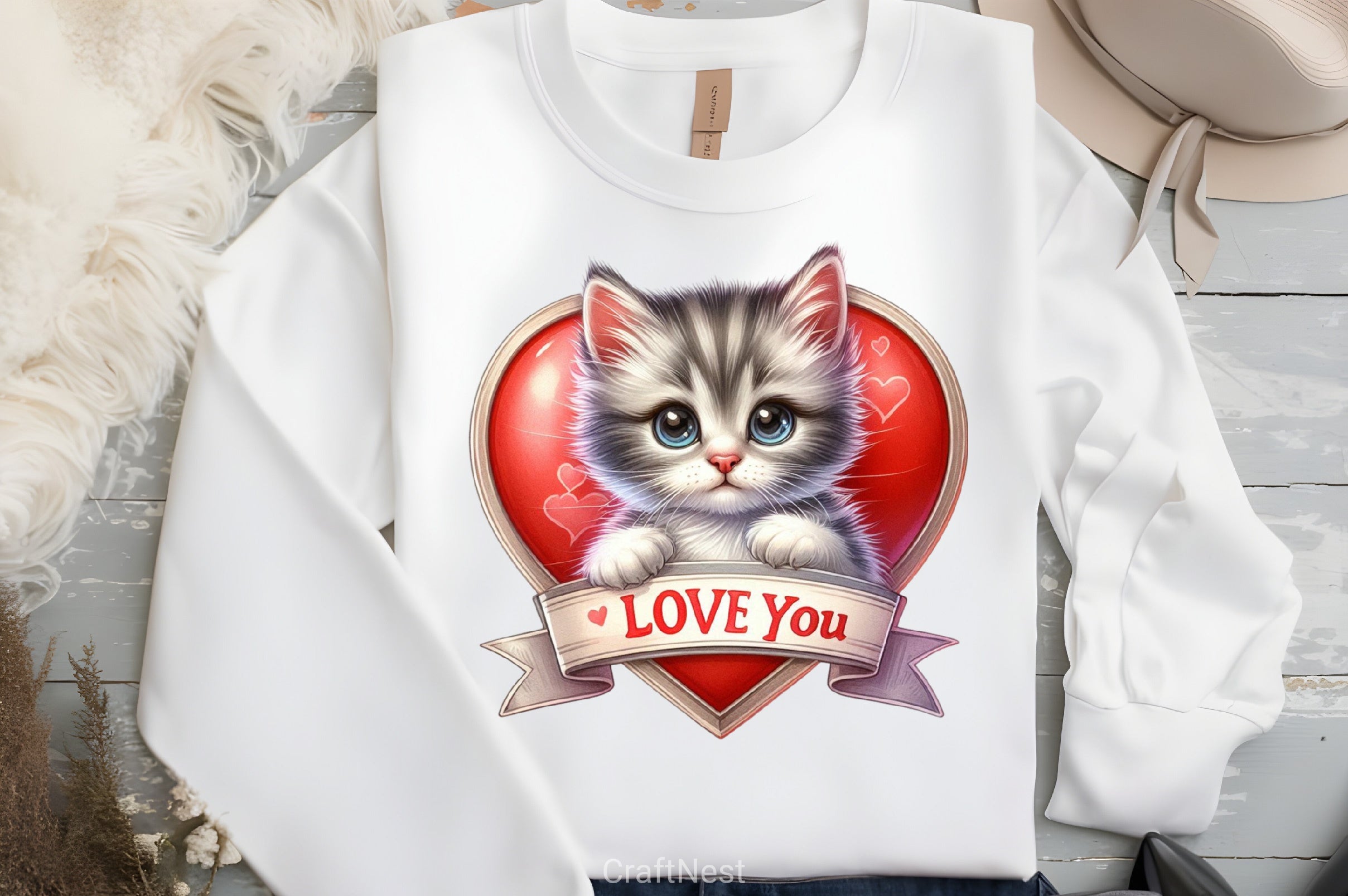 Love You Cat Valentine's Day Clipart Bundle 8 - CraftNest - Digital Crafting and Art